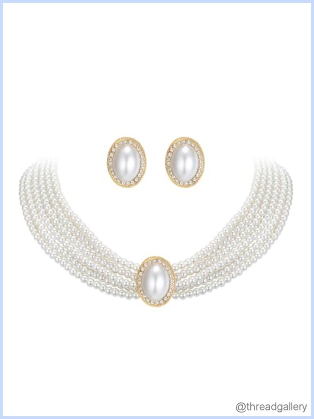 Vintage 1920s Multilayer Imitation Pearl Choker Necklace & Dangle Earrings Set